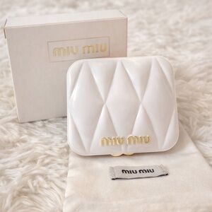 NWT Authentic Miu Miu Classic Crisp White Double Sided Dual Compact Mirror